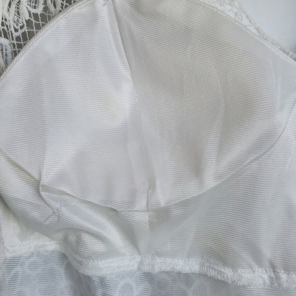 White Lacy V-Neck Maxi Dress Sz XL Wedding Beach Formal - Picture 4 of 5